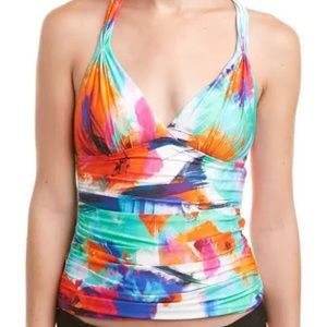 La Blanca Multicolored Ruched Halter Tankini Set